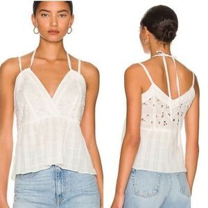 IRO Mireya Halterneck Eyelet White Peplum Top Size 4 Small